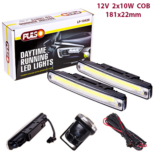 Фари дод., денного світла LP-10420 DRL COB, 20W, 12V, пластик, 181*22мм