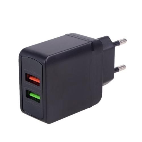 Мережевий зарядний пристрій VOIN 28W, 2 USB, QC3.0 (Port 1-5V*3A/9V*2A/12V*1.5A. Port 2-5V2A) (LC-24