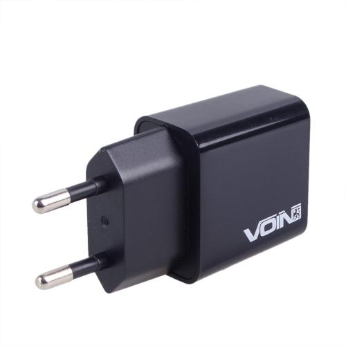 Мережевий зарядний пристрій VOIN 28W, 2 USB, QC3.0 (Port 1-5V*3A/9V*2A/12V*1.5A. Port 2-5V2A) (LC-24