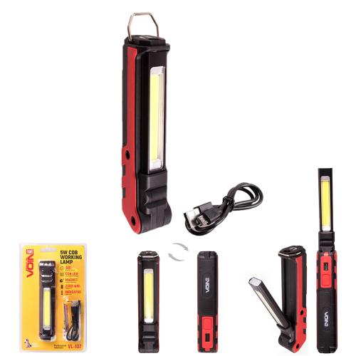 Переноска "VOIN" VL-107, 5W-COB+3W XPE, Power Bank 2000mAh, магнит, инд. заряда (VL-107)