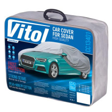Тент (чохол) автом CC13401 M сірий з підкладкою PEVA, PP Cotton, 432х165х119 к.з.