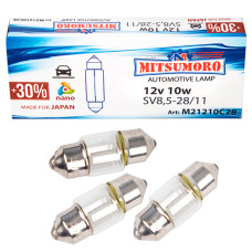 Автолампа MITSUMORO C10W 12 v 10w SV8.5/8 28mm (салон, номер. знак) (M21210C28) Автолампа MITSUMORO C10W 12 v 10w SV8.5/8 28mm (салон, номер. знак) (M21210C28)