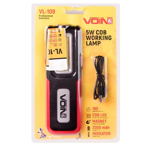 Переносна лампа "VOIN" VL-109, 5W-COB+3W XPE, Power Bank 2000mAh, магніт, інд. заряда