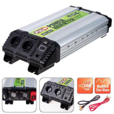 Перетворювач напруги PULSO, IMU-2024, 24V-220V, 2000W, USB-5VDC2.0A, мод.хвиля, клеми