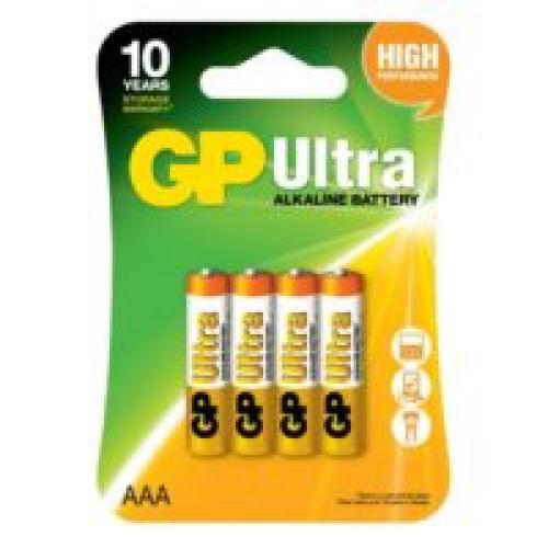 Батарейка GP ULTRA ALKALINE 1.5V 24AU-U4 лужна, LR03, ААА (4891199027659)