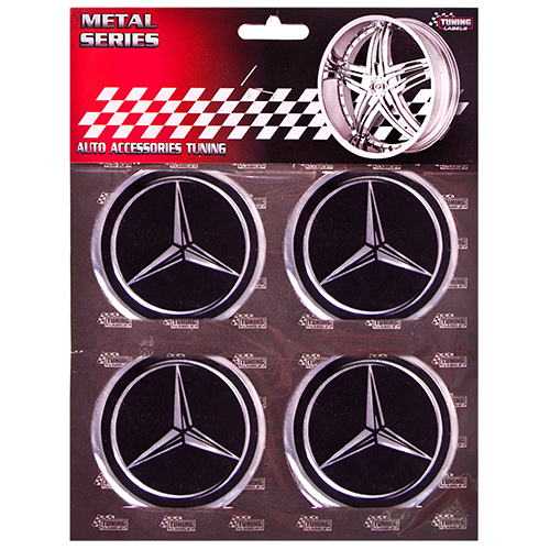 Наклейки на ковпаки "MERCEDES" чорні, діам. 60 мм (4 шт.)