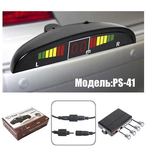 Парктронік TIGER PS-41, LED, 4 датчики D=18мм, конектор, сiрий, сiрий