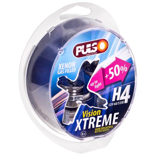 Лампы PULSO галогенные H4 P43T 12v60 55w+50% X-treme Vision plastic box (LP-42653)
