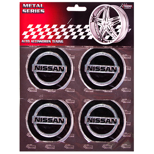Наклейки на ковпаки "NISSAN" чорні, діам. 60 мм (4 шт.)