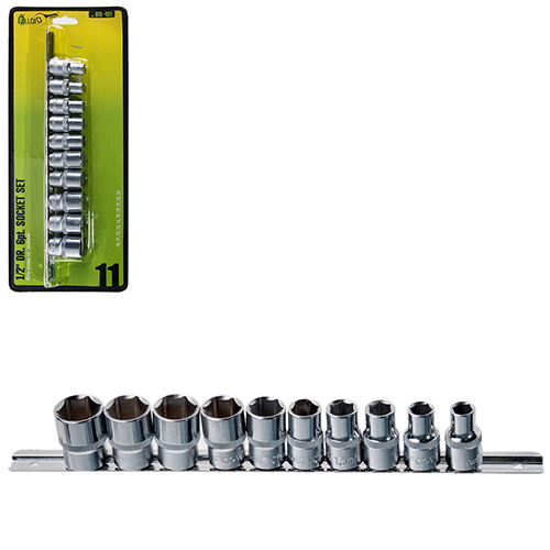Набор головок 1/2" на планке, 10,11,12,13,14,17,19,21,22,24 mm. 11 предм.(НГП-4011) (НГП-401