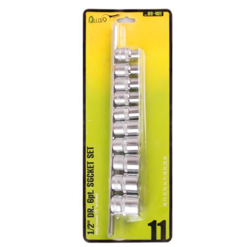 Набор головок 1/2" на планке, 10,11,12,13,14,17,19,21,22,24 mm. 11 предм.(НГП-4011) (НГП-401