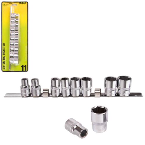 Набор головок 1/2" на планке, 10,11,12,13,14,17,19,21,22,24 mm. 11 предм.(НГП-4011) (НГП-401