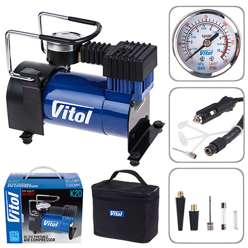 Компрессор ViTOL К-20 7 атм. 12Amp 35л прикуриватель