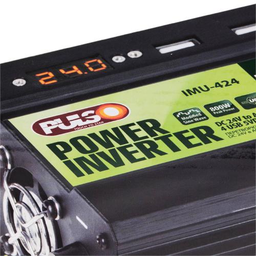 Перетворювач напруги PULSO, IMU-424, 24V-220V, 400W, 4USB-5VDC2.0A, мод.хвиля, клеми