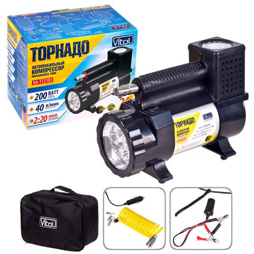 Компрессор Торнадо КА-Т12181 10 атм. 15Amp 40л фонарь прикур.+переходник шланг 3,0м