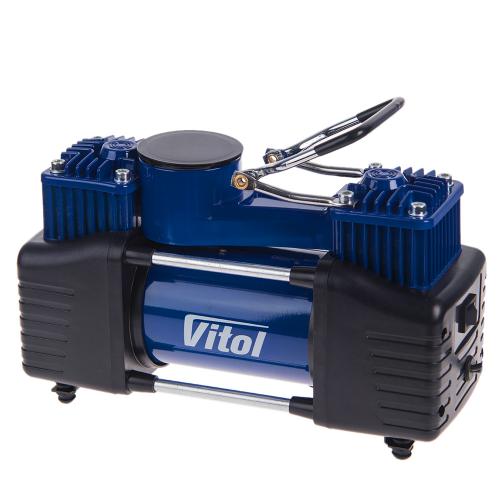 Компрессор ViTOL К-72 10 атм. 25Amp 90л 2 цилиндра шланг 5,0м с дефлятором клеммы