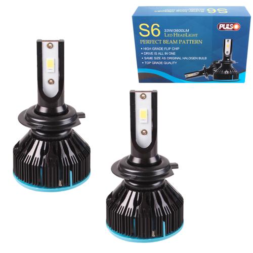 Лампи PULSO S6, LED, H7, Flip Chip, 12-24V, 33W, 3600Lm, 6000K