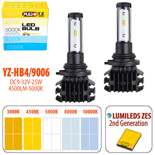 Лампи PULSO YZ, HB4 9006, LED-chips ZES-Philips, 9-32v2*25w, 4500Lm, 3000-4300-5000-6500-10000K