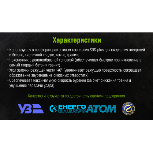 Бур по бетону SDS-plus S4 25x600мм (FH-25600)