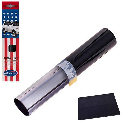 Плівка на лобове скло проста Autodnepr 0.2x1.5m Black-Silver