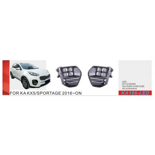 Протитуманні фари KIA Sportage, KX5, 2016-18, KA-166-LED-2, DRL+Повороти, ел.проводка