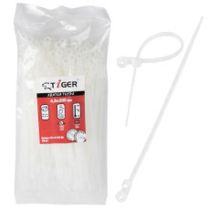 Хомут пластиковий Tiger ТСТ W4.8 х 200 100 шт., уп. бiлий кiльце Хомут пластиковий Tiger ТСТ W4.8 х 200 100 шт., уп. бiлий кiльце