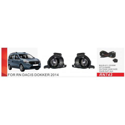 Протитуманні фари Renault Dockker 2013-, RN-743, H16-12V19W, eл.проводка