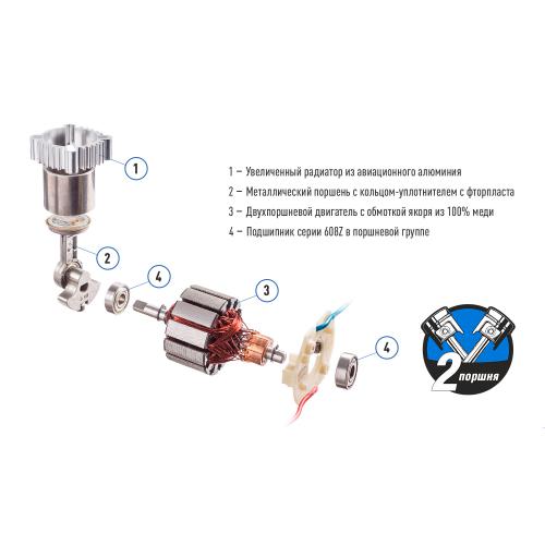 Компрессор ViTOL К-72 10 атм. 25Amp 90л 2 цилиндра шланг 5,0м с дефлятором клеммы