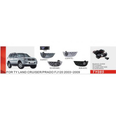 Протитуманні фари Toyota Prado FJ120 2003-09, TY-085E, H3-12V55W+LED-2W, FOG+DRL, ел.проводка