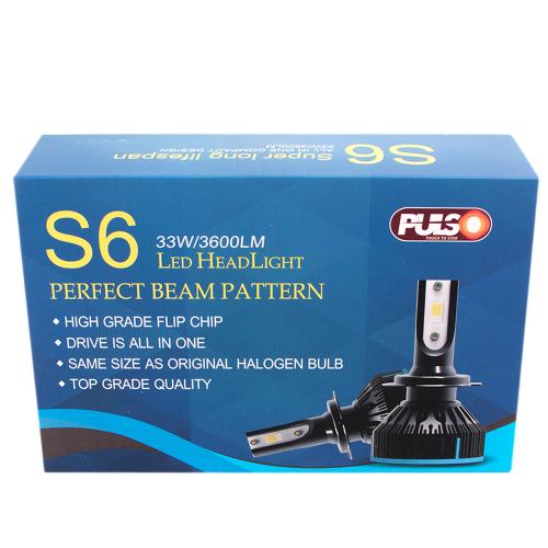Лампи PULSO S6, LED, H7, Flip Chip, 12-24V, 33W, 3600Lm, 6000K