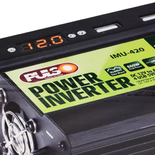 Перетворювач напруги PULSO IMU-420 (12V-220V, 400W, 4USB-5VDC2.0A, LED, мод.хвиля, Клеми)
