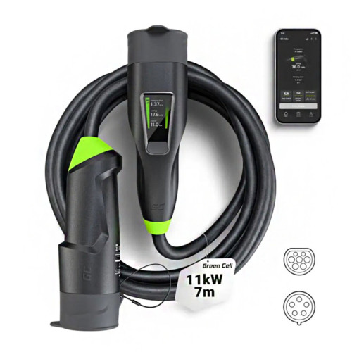 Мобильное зарядное устройство для Green Cell Habu EV 11кВт 7м Type-2 для CEE, 16А Wallbox 2в1 с приложением GC